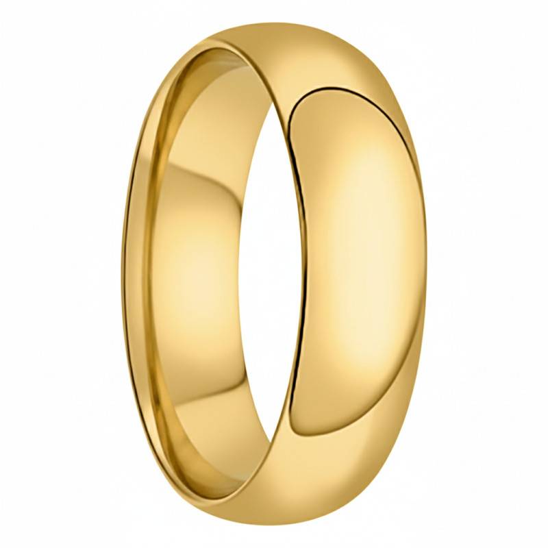 750 Yellow Gold Domed Comfort Half-Shank Wedding Ring, 5.50 mm Width - Fair'Belle