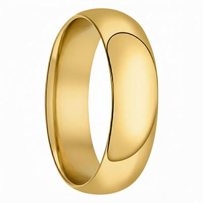 Alliance Demi-Jonc en Or Jaune 750, Largeur 6 mm - Fair'Belle