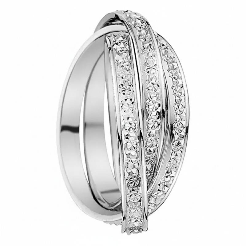 Alliance Triple Diamantée en Or Blanc 375, Largeur 2,50 mm - Fair'Belle