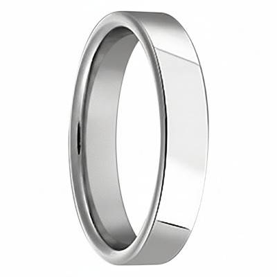 950 Platinum Flat Comfort Wedding Ring, 4 mm - Fair'Belle