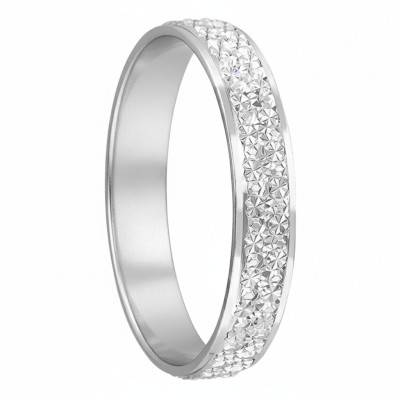 18K White Gold Diamond Godâvarî Standard Ribbon Wedding Ring, Width 3,50 mm - Fair'Belle
