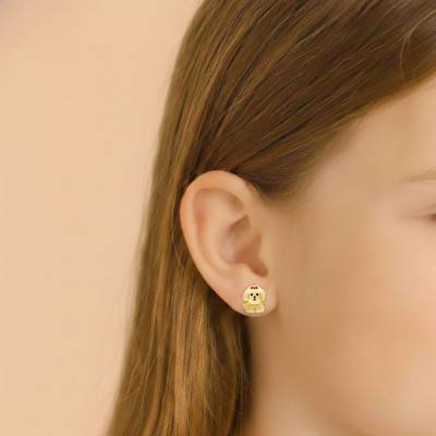 Boucles d'Oreilles Chiens en Or Jaune 375 - Bambins