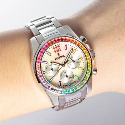White Multicolor Rainbow Boyfriend Timepiece F20606/2 - Festina