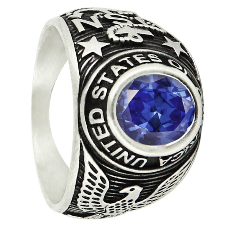 Chevalière Universitaire en Argent 925 & Oxyde de Zirconium Bleu - Imperium