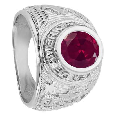 925 Silver & Red Cubic Zirconia University Signet Ring - Imperium