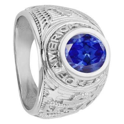 Chevalière Universitaire Argent 925 & Oxyde de Zirconium Bleu - Imperium