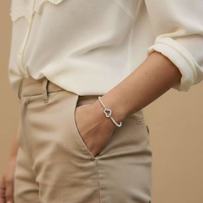 Bracelet Coeur & Oxydes de Zirconium en Argent 925, Longueur de 17 à 20 cm - LP3724-2/1 - Lotus