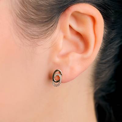 Yellow Gold-Plated Sully Stud Earrings & Zirconium Oxide - Emanessence