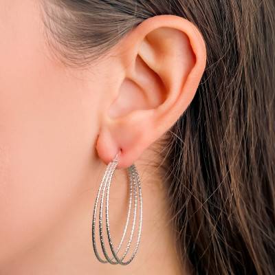 Boucles d'Oreilles Créoles en Argent 925 - Emanessence