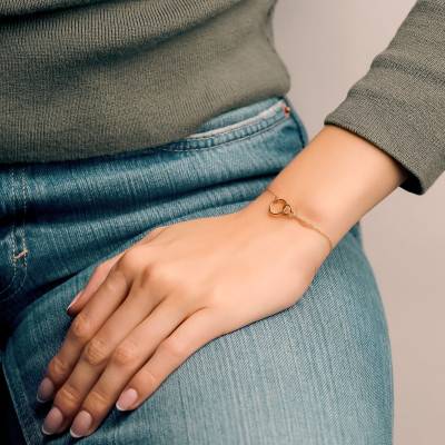 375/1000 Yellow Gold Double Circle Bracelet - Emanessence
