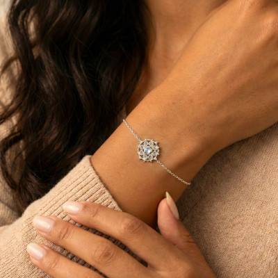 Bracelet Arabesque en Spirale, Argent 925 Rhodié & Oxyde de Zirconium, Longueur 16 à 18 cm - Emanessence