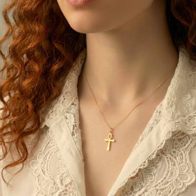 Croix Égyptienne en Plaqué Or - Emanessence