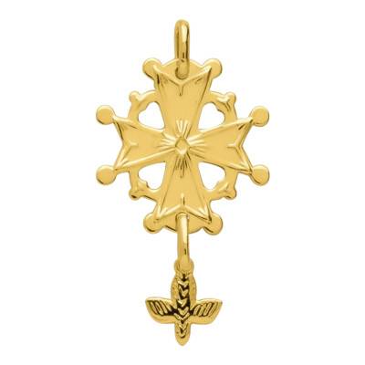 Pendentif Croix Huguenote, Plaqué Or - Emanessence