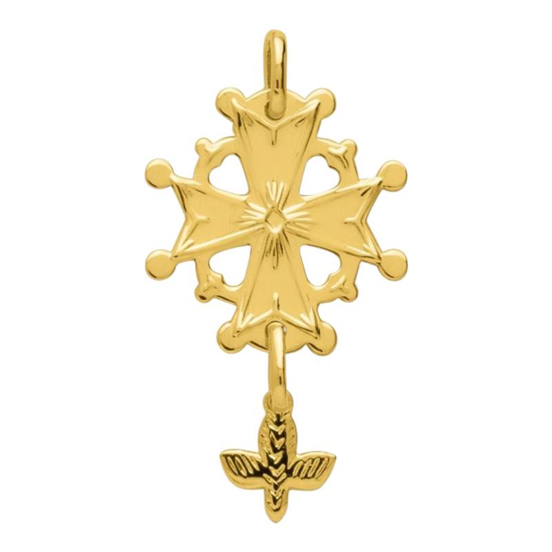 Pendentif Croix Huguenote, Plaqué Or - Emanessence