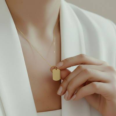 Pendentif Plaque à Graver en Plaqué Or - Emanessence