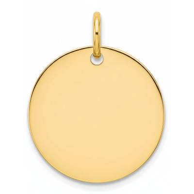 Pendentif Plaque Ronde à Graver en Plaqué Or, Diamètre 12 à 22 mm - Emanessence