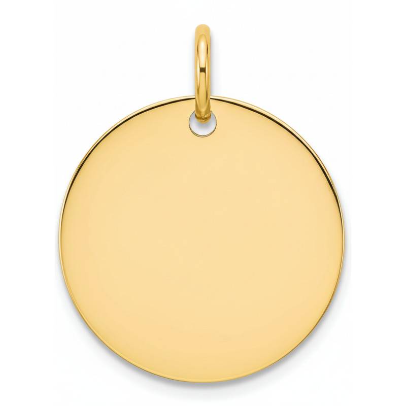 Pendentif Plaque Ronde à Graver en Plaqué Or, Diamètre 12 à 22 mm - Emanessence