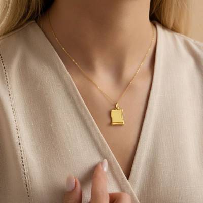 Pendentif Parchemin à Graver en Plaqué Or - Emanessence