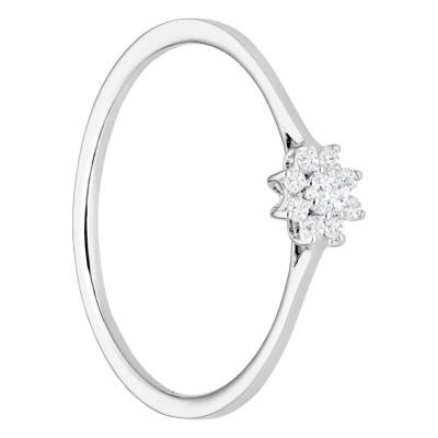 Bague Fleur en Diamants 0,12ct en Or Blanc 375 - Emanessence