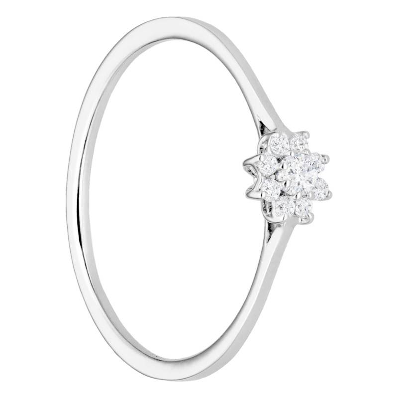 Bague Fleur en Diamants 0,12ct en Or Blanc 375 - Emanessence