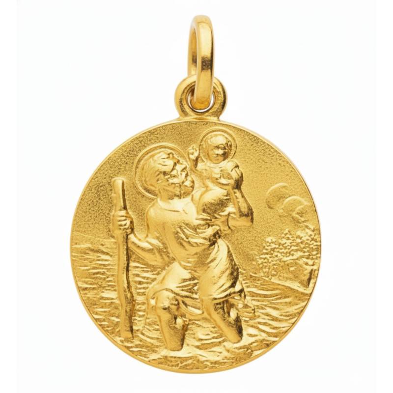 Gold-Plated Saint Christopher Medal, 15 mm Diameter - Emanessence