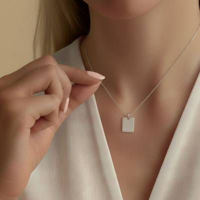 Pendentif Plaque à Graver en Argent 925 - Emanessence