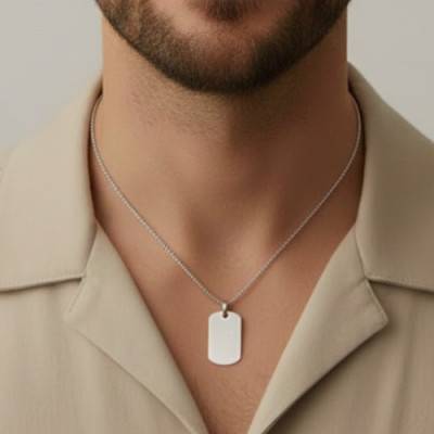 Pendentif Plaque à Graver Arrondie en Argent 925 - Emanessence