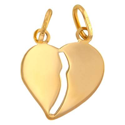 Pendentif Coeur Sécable en Plaqué Or - Emanessence