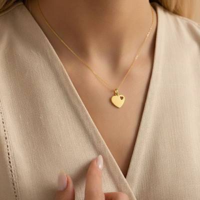 Pendentif Coeur à Graver Ajouré en Plaqué Or - Emanessence