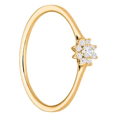 Bague Fleur en Diamants 0,12ct en Or Jaune 375 - Emanessence