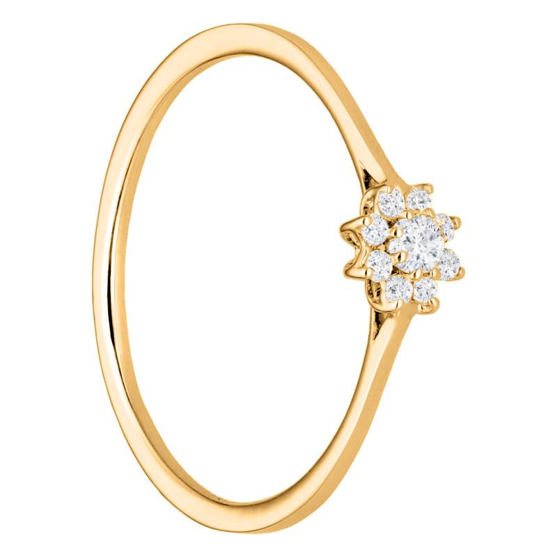 Bague Fleur en Diamants 0,12ct en Or Jaune 375 - Emanessence