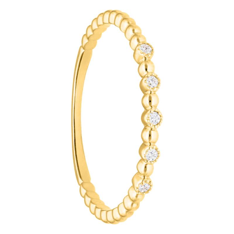 375/1000 Yellow Gold Beaded Ring with 0.03ct Round Diamonds - Emanessence