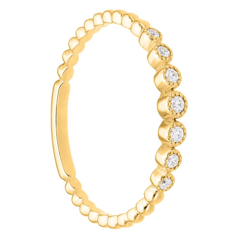 375/1000 Yellow Gold Beaded & Round Diamond Ring 0.09ct - Emanessence