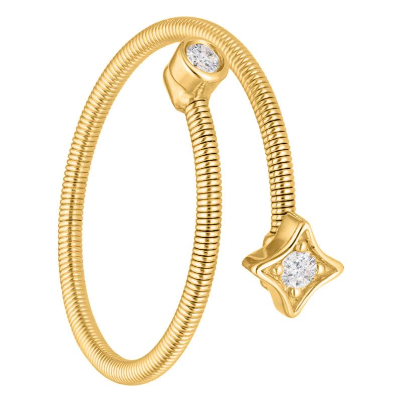 Bague Ajustable Étoile et Diamants 0,07ct en Or jaune 375 - Emanessence