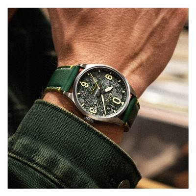Spitfire Smith Automatic Peanuts Snoopy Flying Ace Limited Edition Aviator Green Watch AV-4134-02 - Avi-8