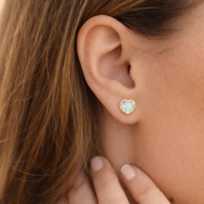 375 Yellow Gold & Topaz Twisted Heart Stud Earrings - Aurora