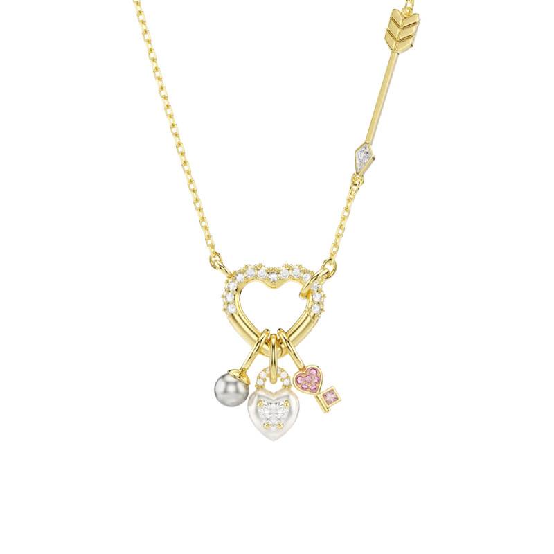 Gold-Plated Idyllia Pendant Necklace with Zircon Oxide, Adjustable Length 38 to 45 cm - 5737290 - Swarovski