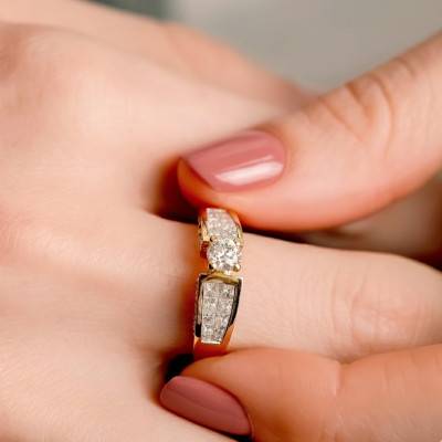 Bague Demi-Tour en Or Jaune 750 & Diamants 0,38 ct HSI - Divine