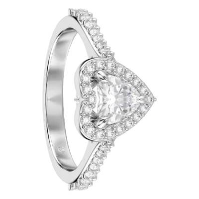 Una Angelic Rhodium-Plated Metal, Zirconia & Crystal Heart Ring - 5744047 - Swarovski