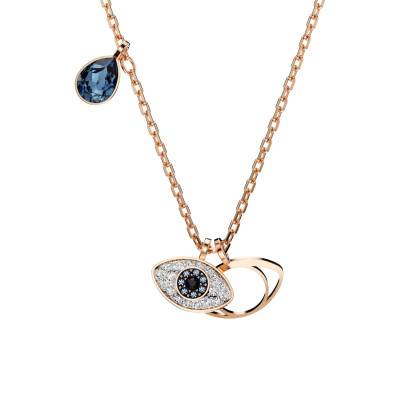 Rose Gold-Plated & Tricolor Crystal Symbolica Eye Necklace, Length 42 cm to 49 cm - 5736984 - Swarovski