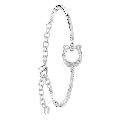 Rhodium-Plated Metal, Zirconium Oxides & Crystal Symbolica Horseshoe Bangle Bracelet, Adjustable Length 15.5 cm - 5746220 - Swarovski