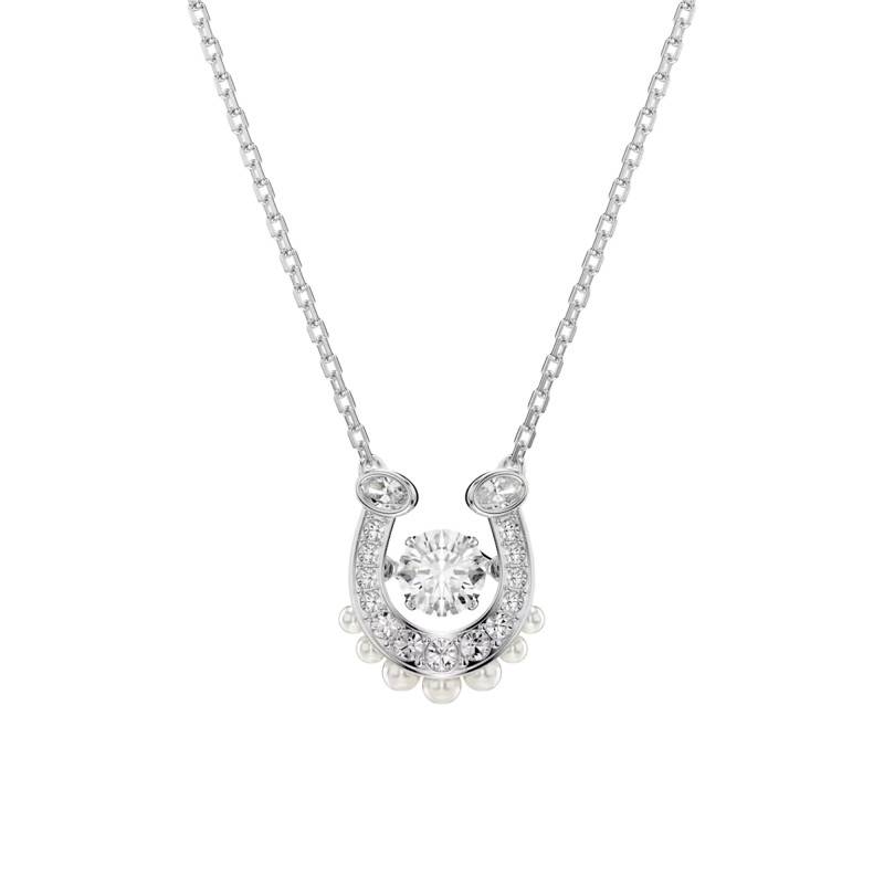 Symbolica Dancing Stone Rhodium-Plated Metal, Pearls, White Zirconia & Crystal Necklace, Length 42 to 49 cm - 5736972 - Swarovski