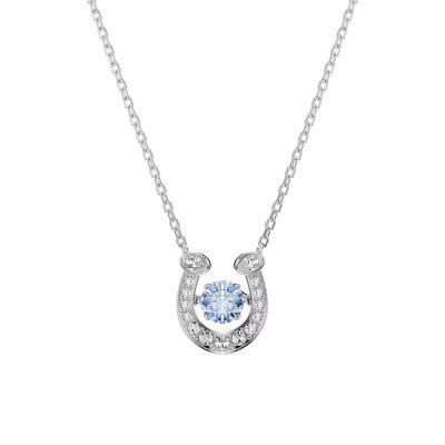 Symbolica Dancing Stone Rhodium-Plated Metal, Blue Zirconia & Crystal Necklace, Length 42 to 49 cm - 5746562 - Swarovski