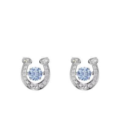 Boucles d'Oreilles Puces Symbolica en Métal Rhodié, Oxyde de Zirconium bleu & Cristaux - 5746563 - Swarovski