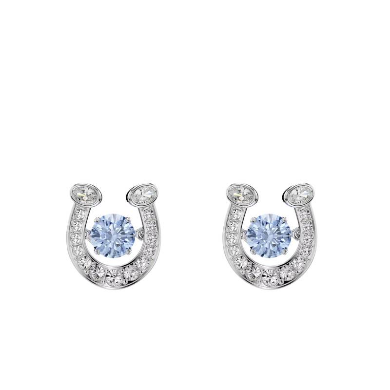 Boucles d'Oreilles Puces Symbolica en Métal Rhodié, Oxyde de Zirconium bleu & Cristaux - 5746563 - Swarovski