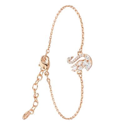 Swan Rose Gold & Zirconia Oxides Bracelet, Length 15.5 to 20 cm Adjustable - 5738202 - Swarovski