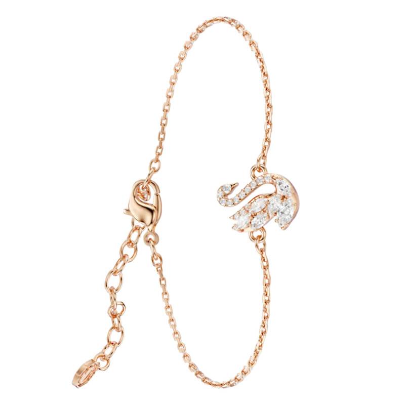 Swan Rose Gold & Zirconia Oxides Bracelet, Length 15.5 to 20 cm Adjustable - 5738202 - Swarovski