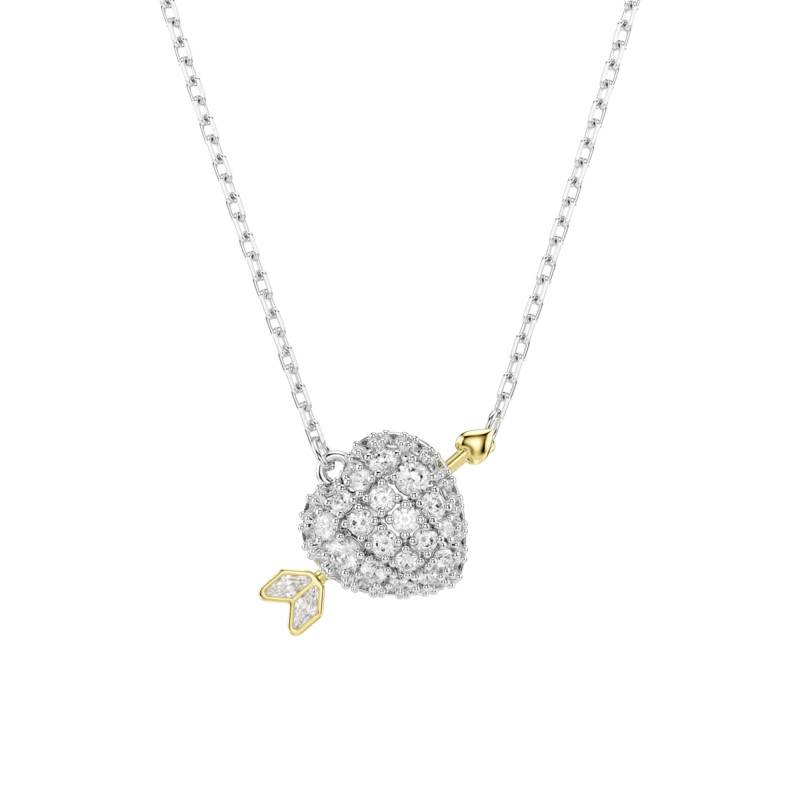 Idyllia Pendant Necklace Gold-Tone & Zirconia, Adjustable Length 38 to 45 cm - 5737291 - Swarovski