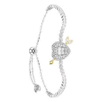 Bracelet Idyllia en Plaqué Rhodium & Oxydes de Zirconium, Longueur 24 cm Ajustable- 5742022 - Swarovski