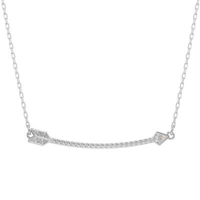 Idyllia Arrow Rhodium-Plated Metal, Oxides & Crystals Pendant Necklace, Adjustable Length 38 to 45 cm - 5737293 - Swarovski